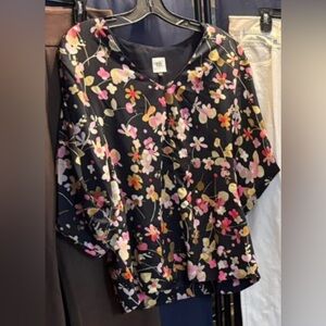 CAbi Black Floral Women's Blouse